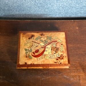 Vintage Wooden Box with Floral Design